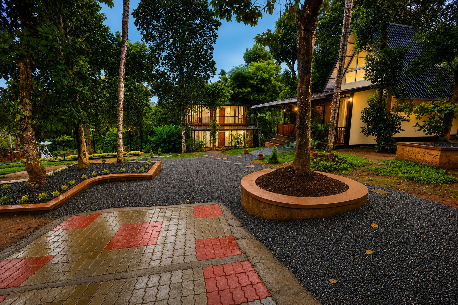 Resort grounds at evening