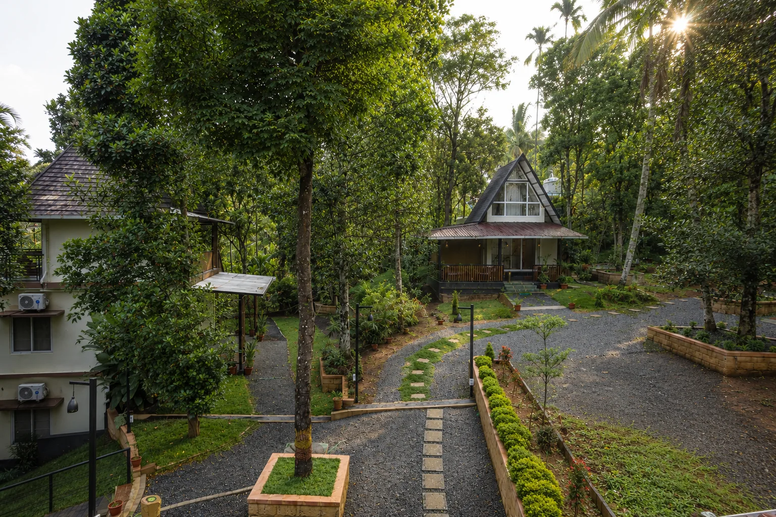 Green landscaped grounds